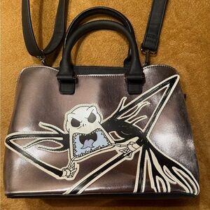 Loungefly Jack Skellington Metallic Silver and Black Satchel Bag